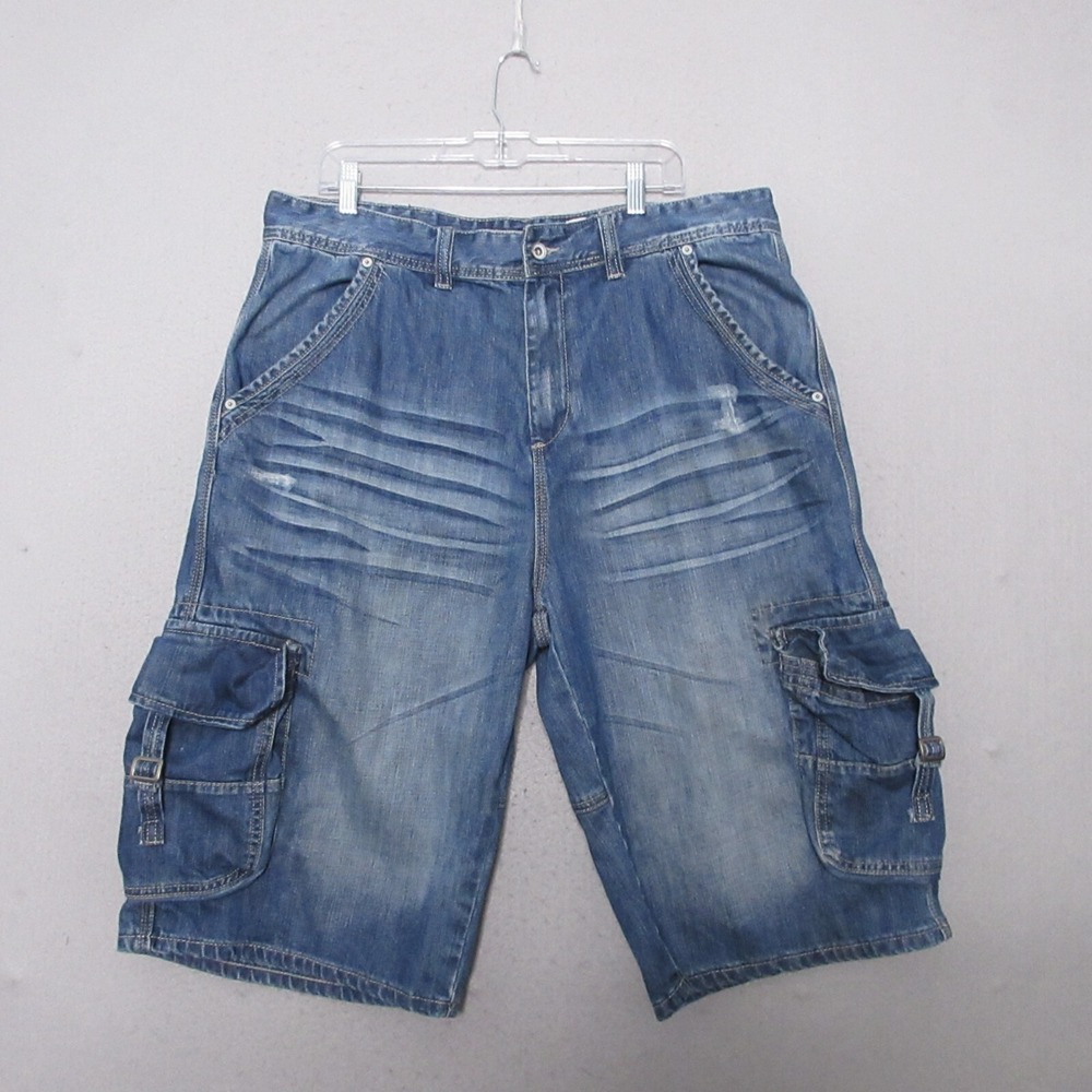 Rocawear Jean Cargo Shorts Men 38 Vintage Y2K 90s Baggy Skate Hip Hop Pockets